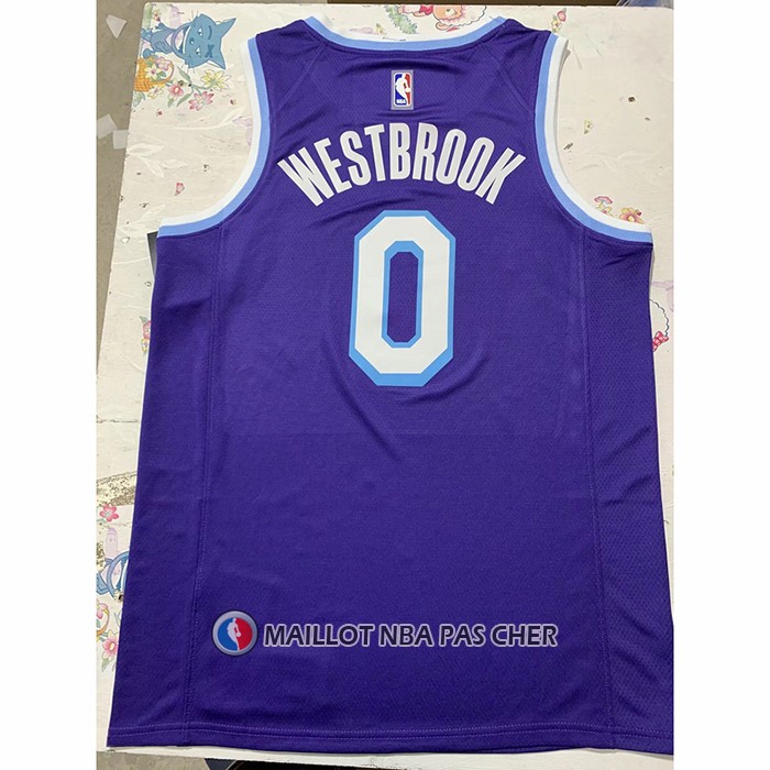 Maillot Los Angeles Lakers Russell Westbrook NO 0 Ville 2021-22 Volet